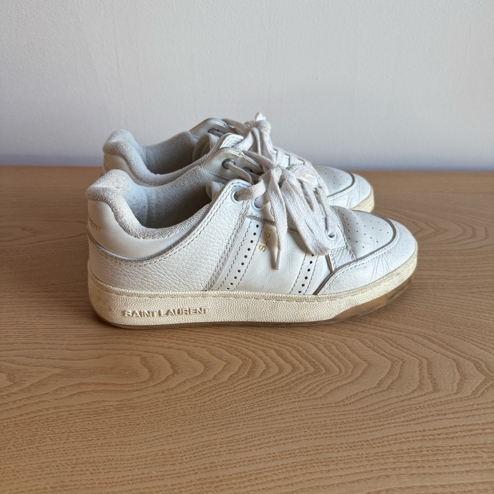 Saint Laurent SL61 White Leather Sneakers - Picture 3 of 6